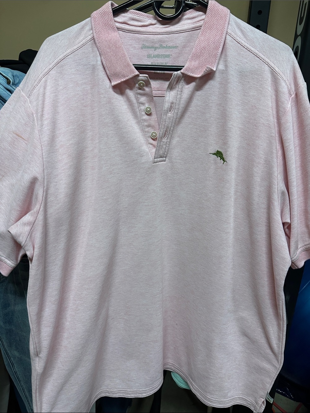 Tommy Bahama Light Pink Emfielder Polo with Embroidered Green logo